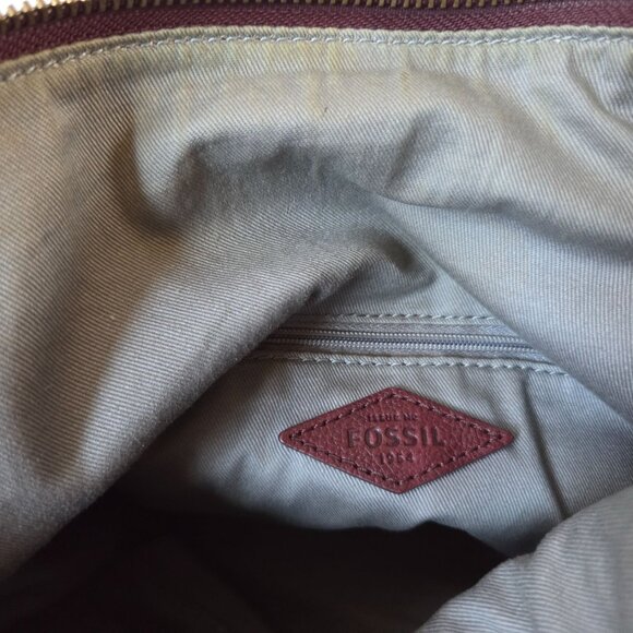 Fossil Purse Amelia Hobo Burgundy Red Cabernet Leather Boho Crossbody Bag - Picture 16 of 16